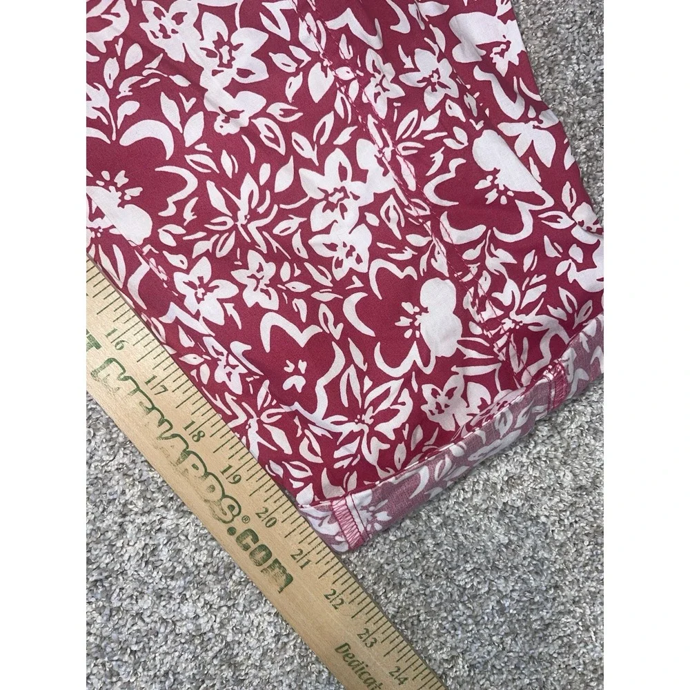 Palm Rio Hawaiian Pull On Capri Pants Womens‎ Sz M NWT Pink White